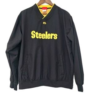 NFL Team Apparel Mens Windbreaker Medium Pittsburgh Steelers Pullover Jacket Blk